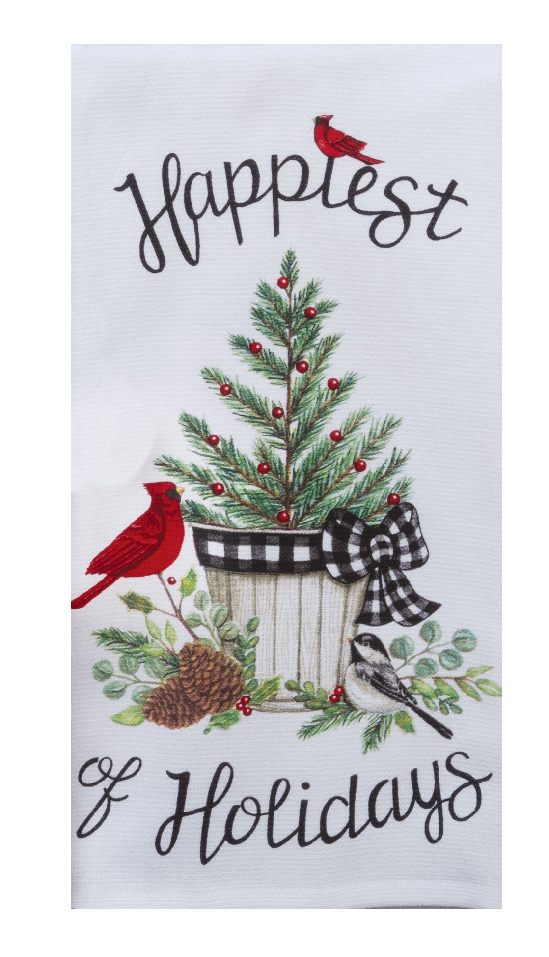 Kay Dee 	Winter Cardinal Happiest Holidays Dual Purpose Terry Towel Kitchen Towel
