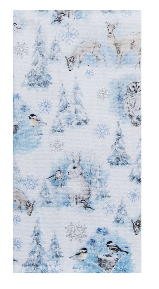 Let it Snow Snowy Forest Dual Purpose Terry Towel Kitchen Towel