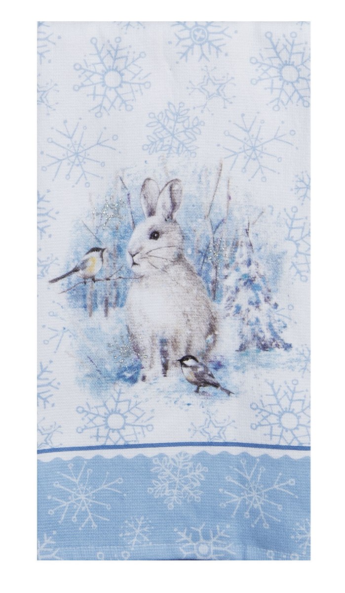 Let it Snow Snowshoe Hare Dual Purpose Terry Towel Kitchen Towel