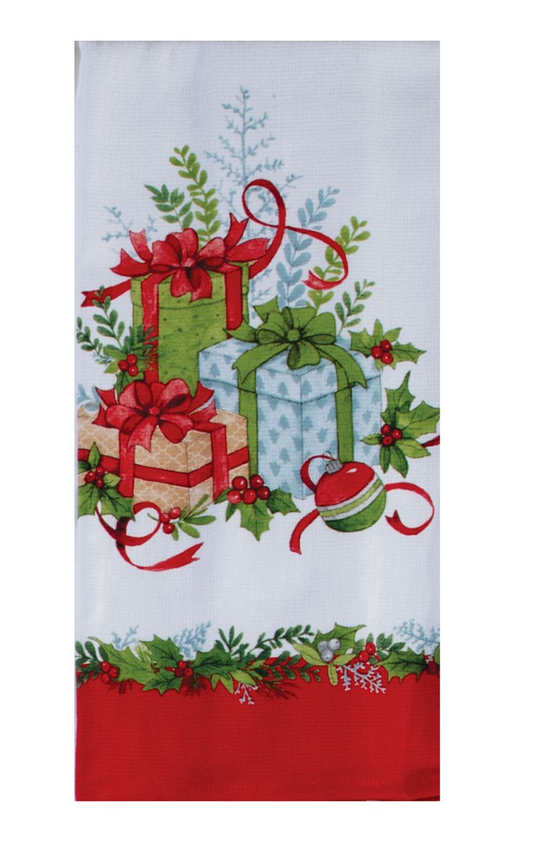 Kay Dee 	Christmas Morning Gifts & Greenery Dual Purpose Terry Towel Kitchen Towel