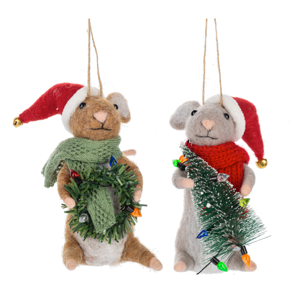 Wool Holiday Mice Ornaments