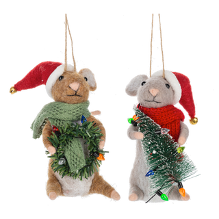 Wool Holiday Mice Ornaments