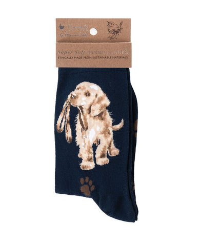 Wrendale Designs Women's 'Hopeful' Dog Socks - Navy