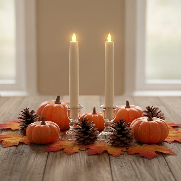Ivory LED Taper Candle 2p Set - 8.5