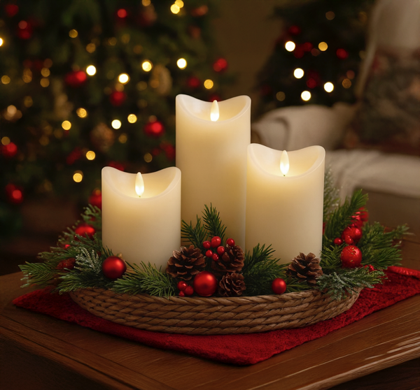 Ivory LED Wax Pillar Candle- 5