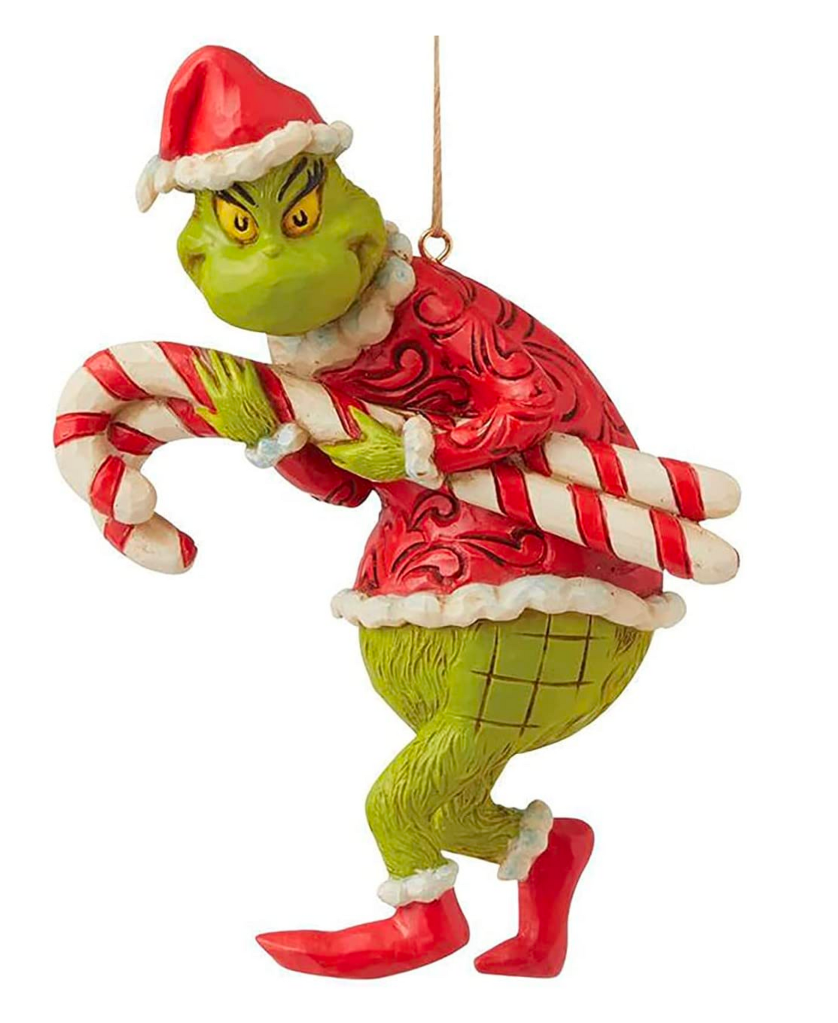 Jim Shore The Grinch Stealing Oversized Candy Canes Hanging Ornaments