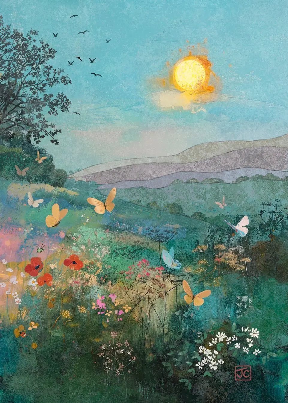 Bug Art Butterfly Sunset Card Blank