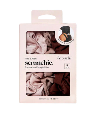 Kitsch - Satin Sleep Scrunchies 5pk - Cameo