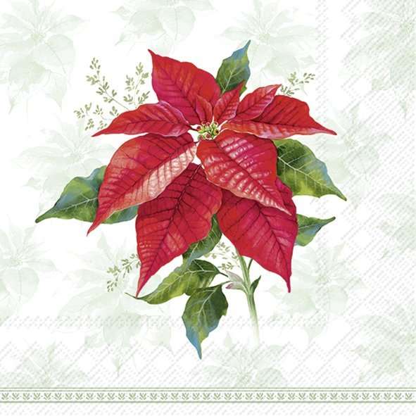 IHR Classic Poinsettia Green Lunch Napkins