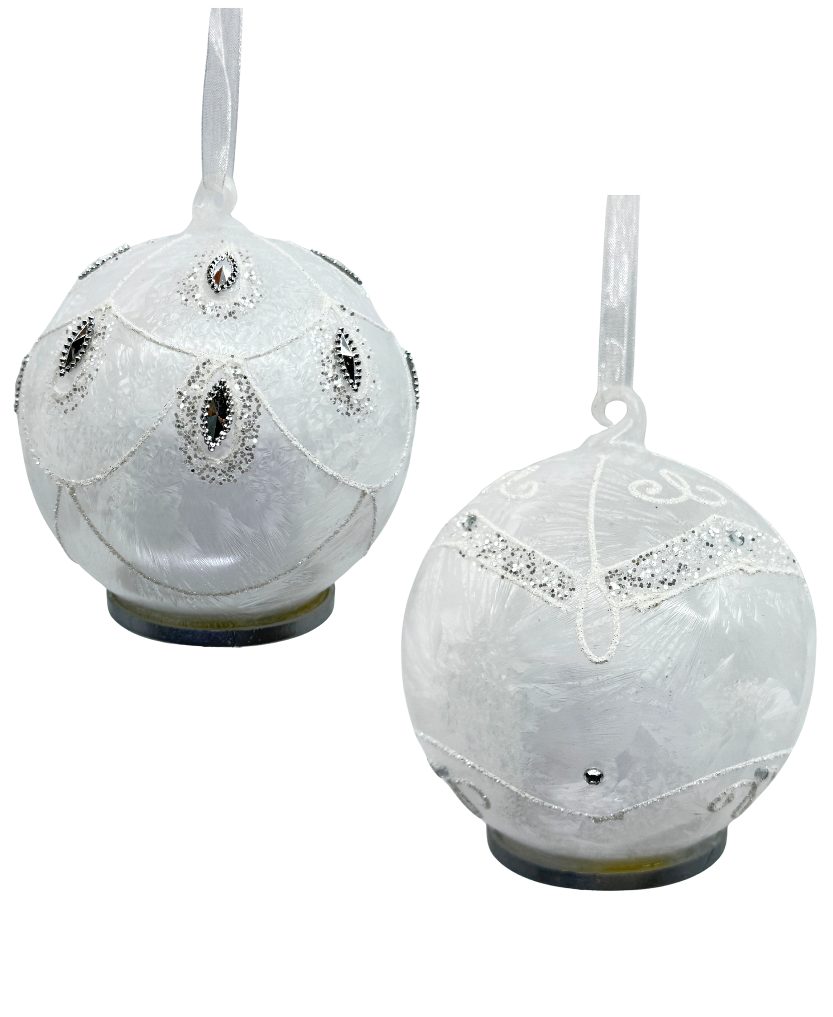LED White Frosted Glass Ornaments