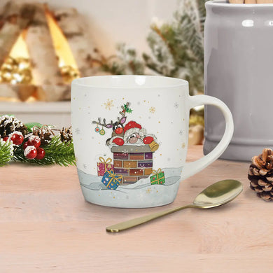 Bug Art Santa And Reindeer China Mug