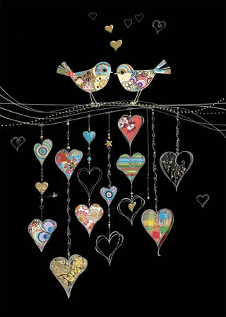 Bug Art Birds With Hearts Card Blank