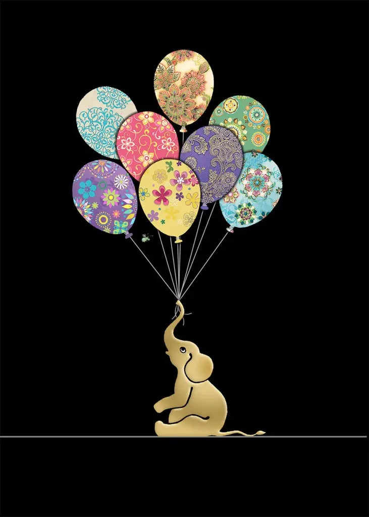 Bug Art Elephant With Balloons Card Blank