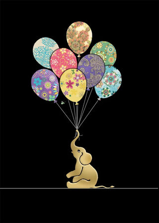Bug Art Elephant With Balloons Card Blank