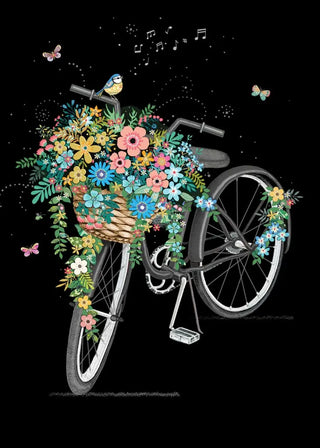 Bug Art Bike With Flowers Card Blank