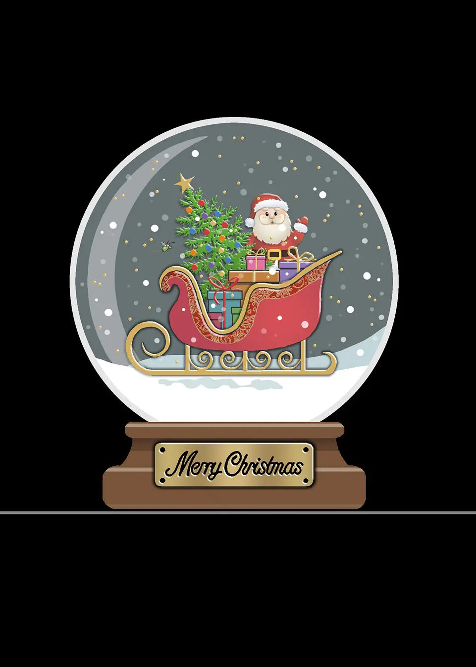 Bug Art Santa In Snowglobe Card Blank