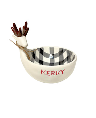 Merry Buffalo Check Reindeer Dip Bowl