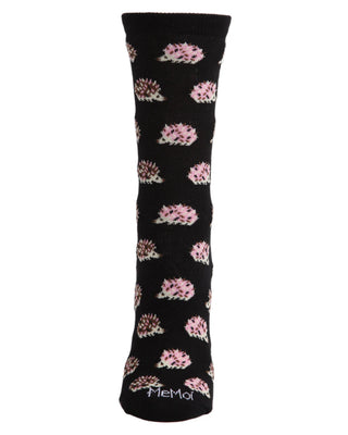 Women's Hedgehogs Bamboo Blend Crew Socks - Black