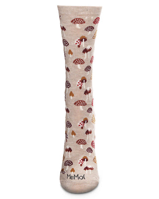 Women's Mushroom Field Bamboo Blend Crew Sock - Hemp Heather