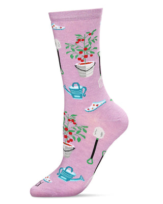 Women's Growing Garden Bamboo Blend Crew Sock - Lilac