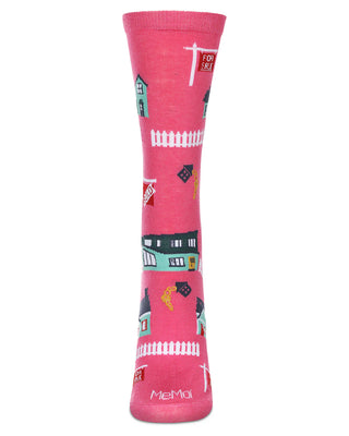 Women's Realtor Bamboo Crew Socks - Hot Pink