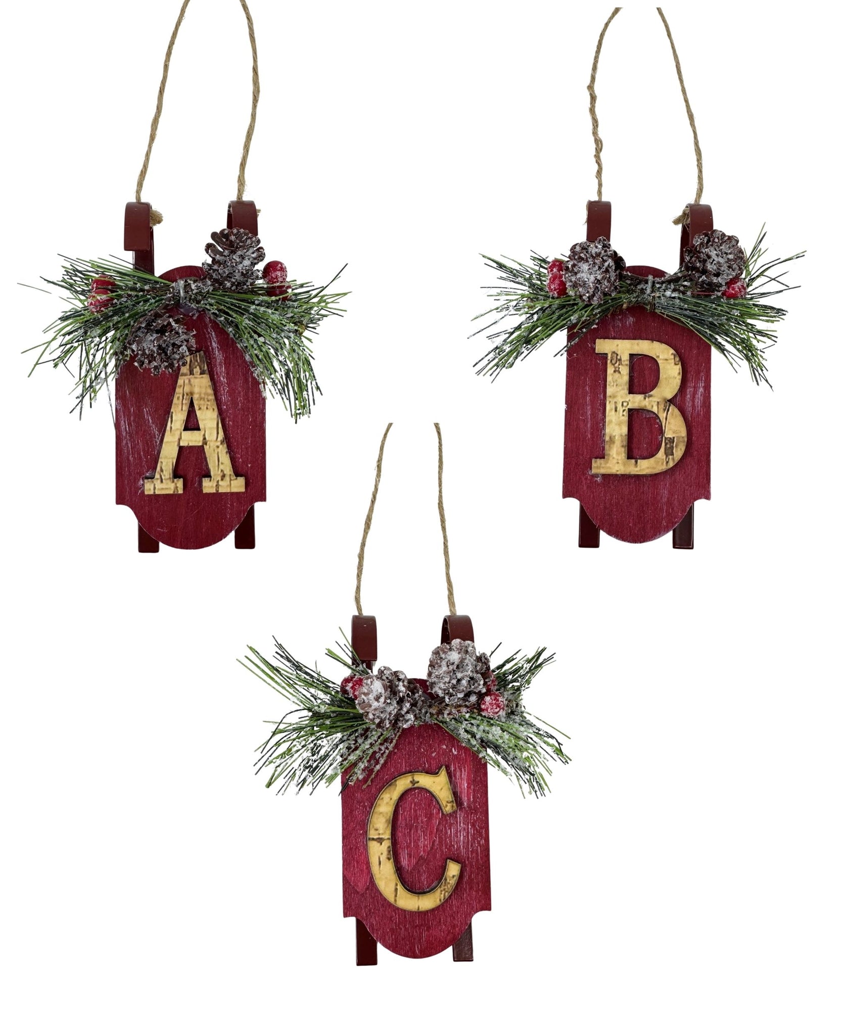 Monogram Sled Ornament