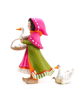 Patience Brewster Nativity Girl with Duck and Goose Figures