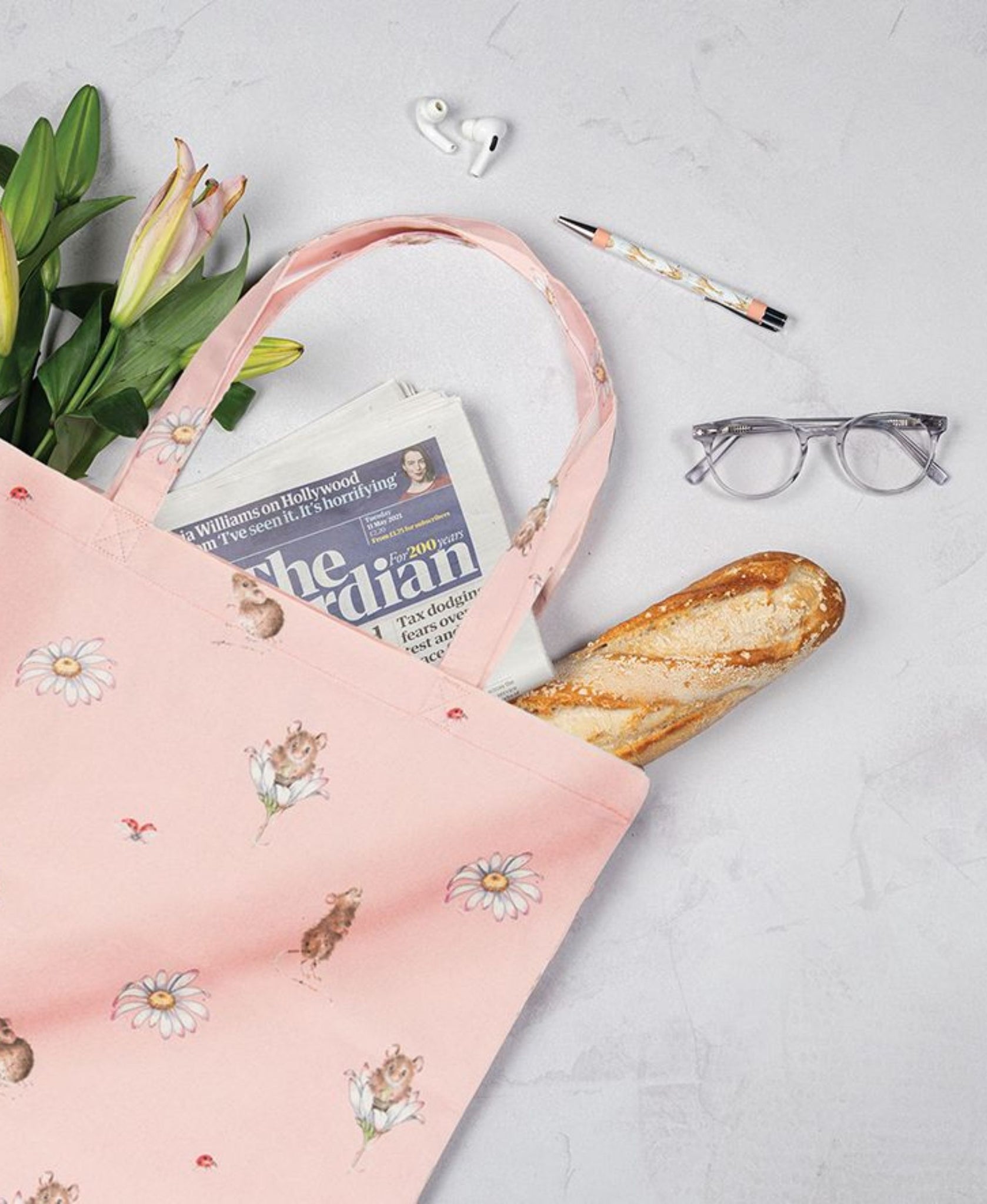 Wrendale Designs 'Oops A Daisy' Mouse Foldable Shopping Bag