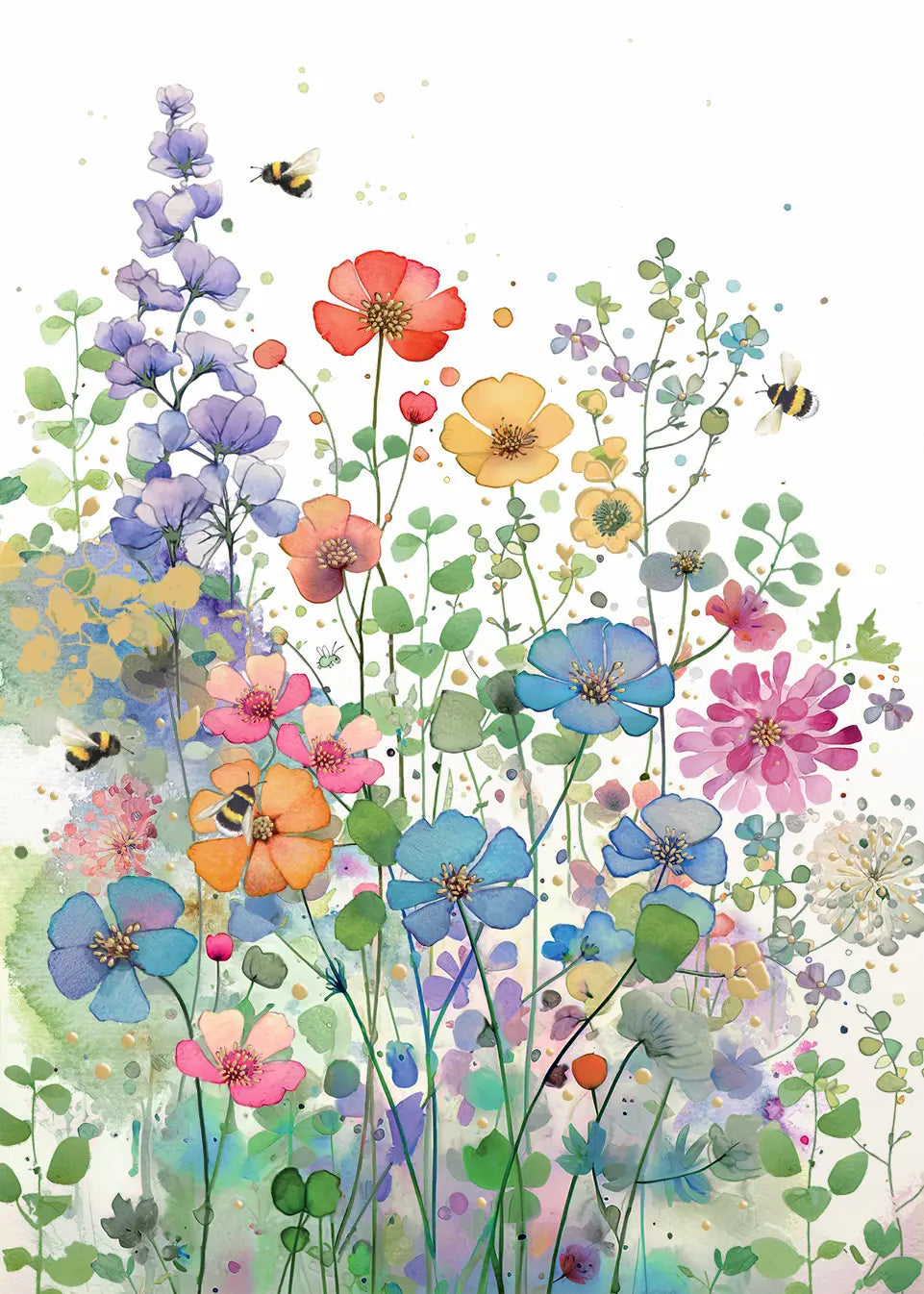 Bug Art Floral Meadow Card Blank