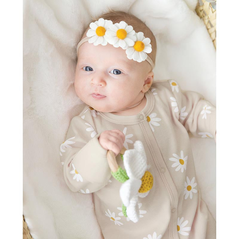 Stephan Baby Daisy Crochet Rattle - White