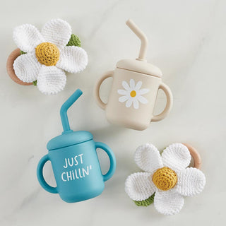 Stephan Baby Daisy Crochet Rattle - White