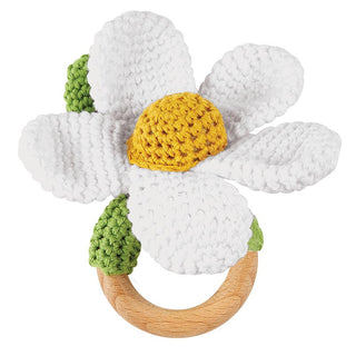 Stephan Baby Daisy Crochet Rattle - White