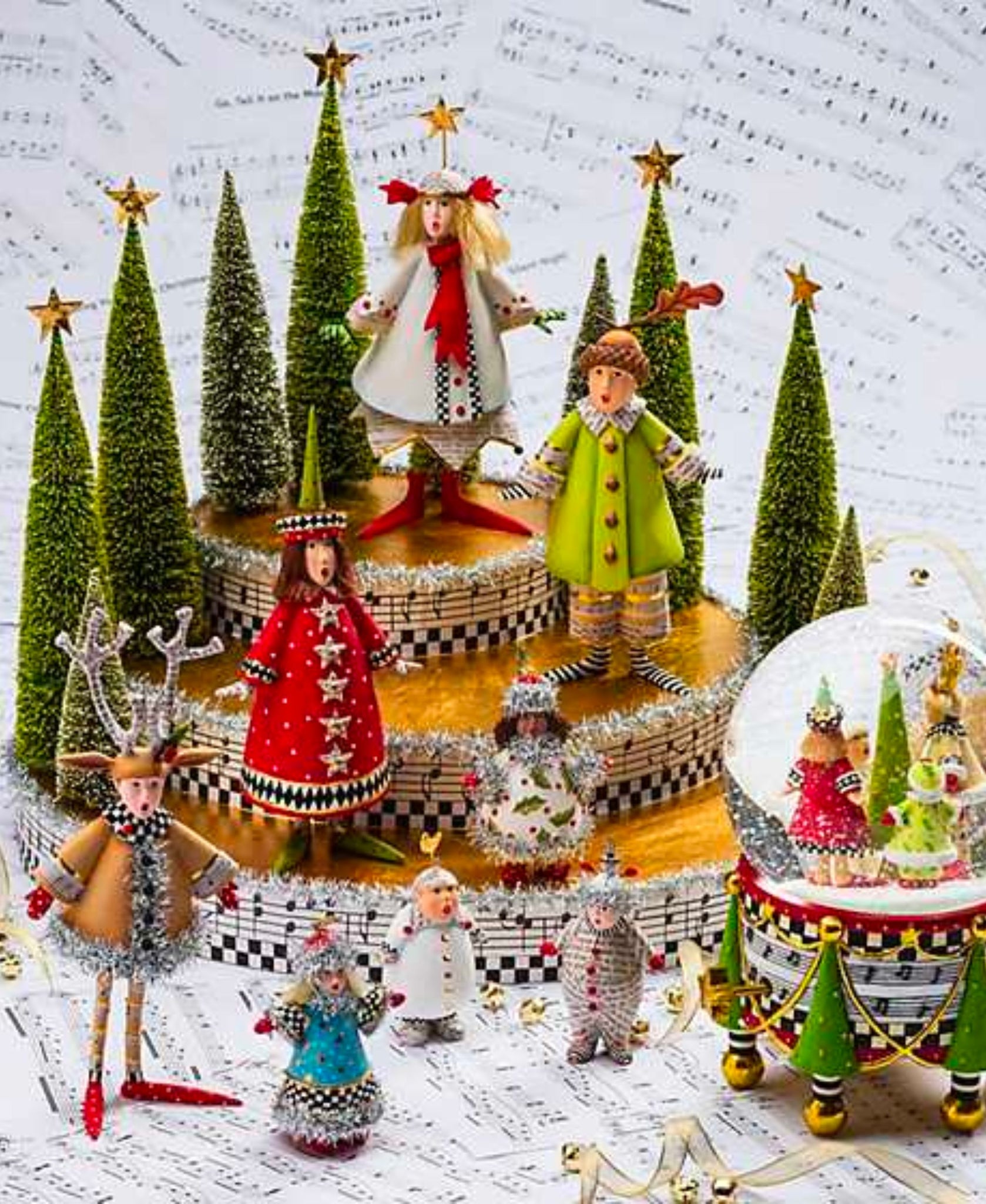 Patience Brewster Red Polka Dot Holiday Caroler Figure