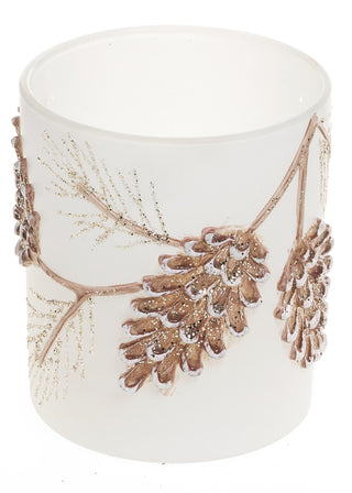 Frosted Glass Pinecone Candle Holder