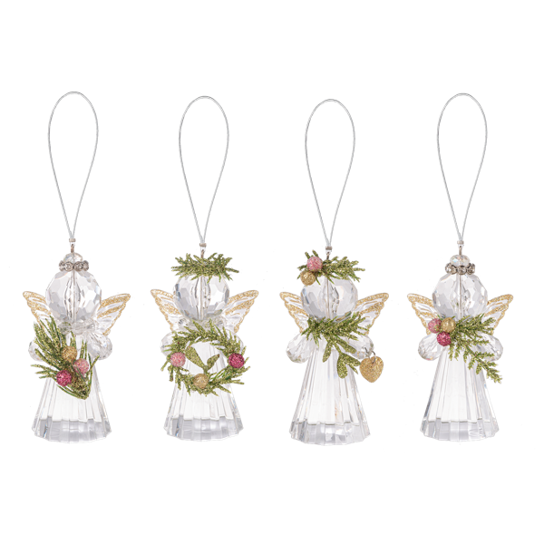 Teeny Mistletoe Angel Ornaments - Pink