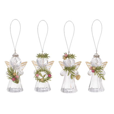 Teeny Mistletoe Angel Ornaments - Pink