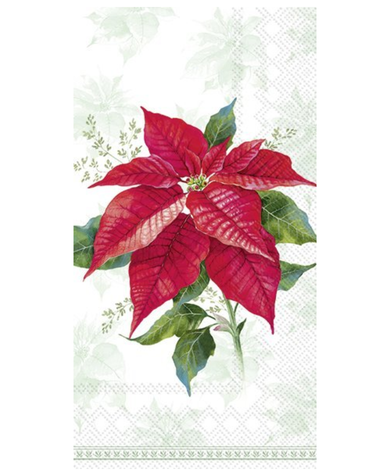 Ihr Classic Poinsettia Green Hostess Napkins