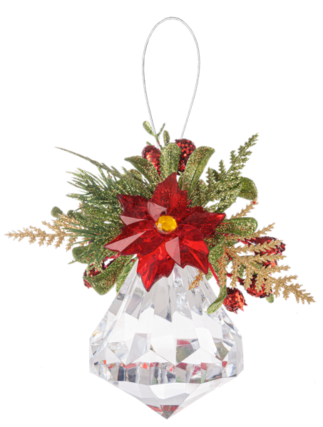 Kissing Krystals Poinsettia and Mistletoe Ornament
