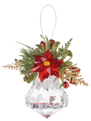 Kissing Krystals Poinsettia and Mistletoe Ornament