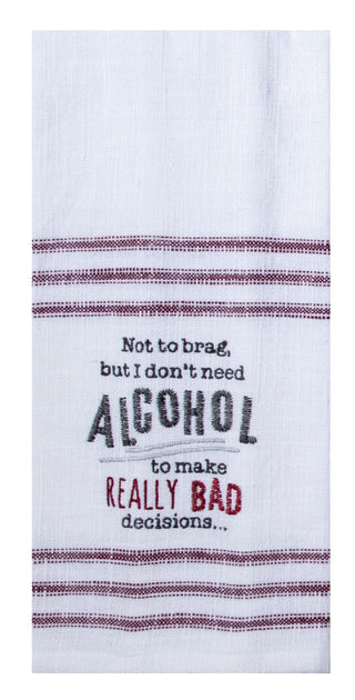 Kay Dee Snarkasms Bad Decisions Embroidered Kitchen Towel