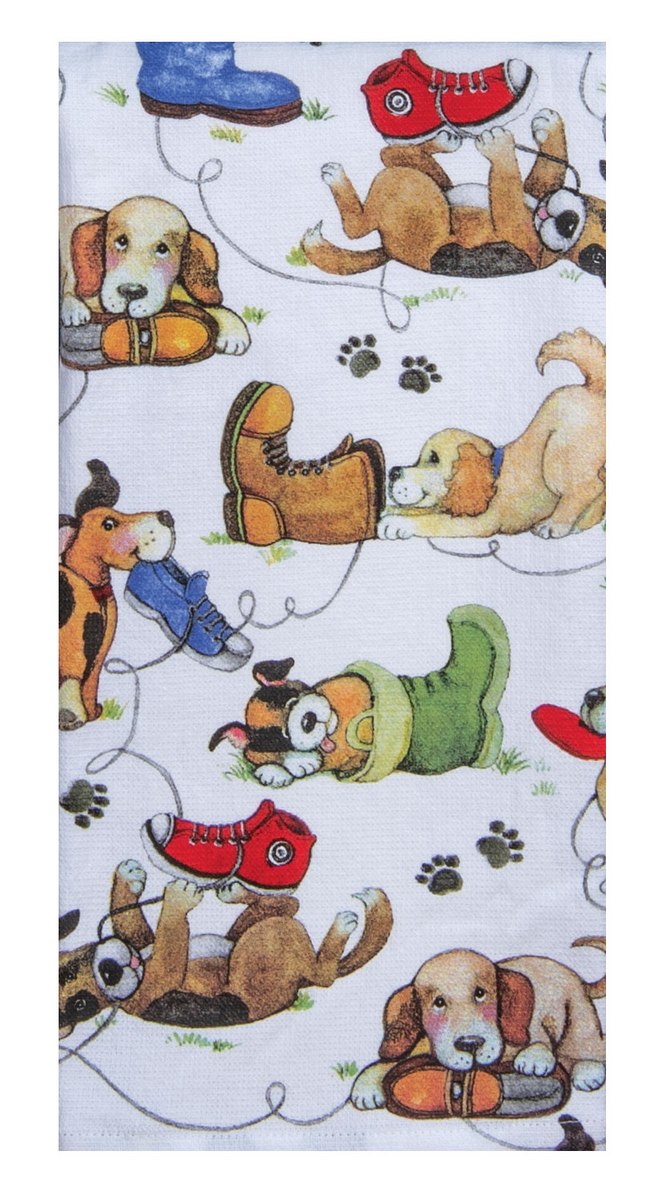 Playful Puppies Shoes Dual Purpose Towel