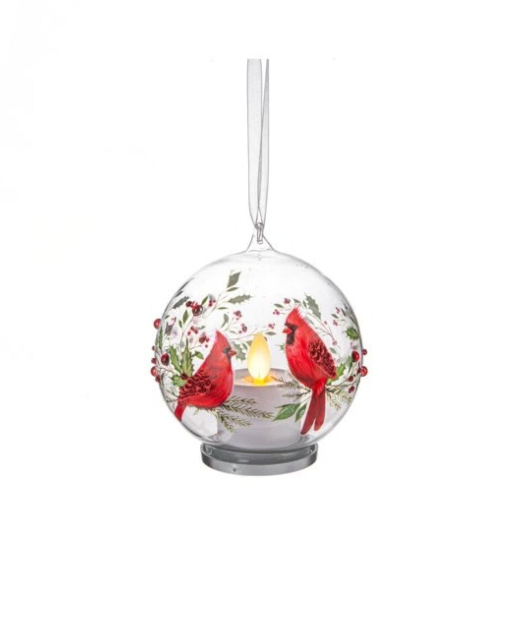 LED Glass Cardinal Ornament