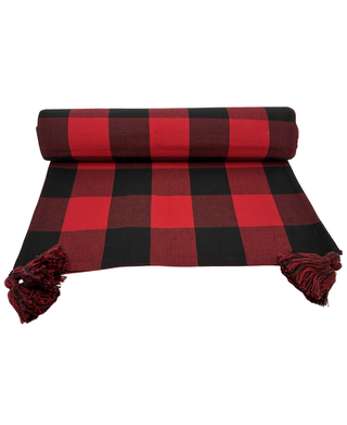 Tag Buffalo Check Red Table Runner with Tassels 18