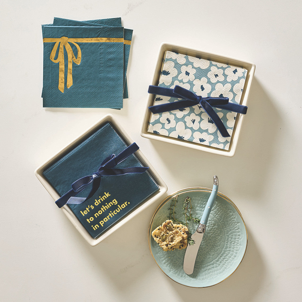 Gold Bow Cocktail Napkin