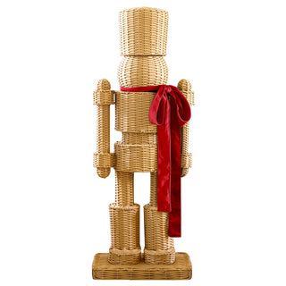 Wicker Nutcracker With Red Bow