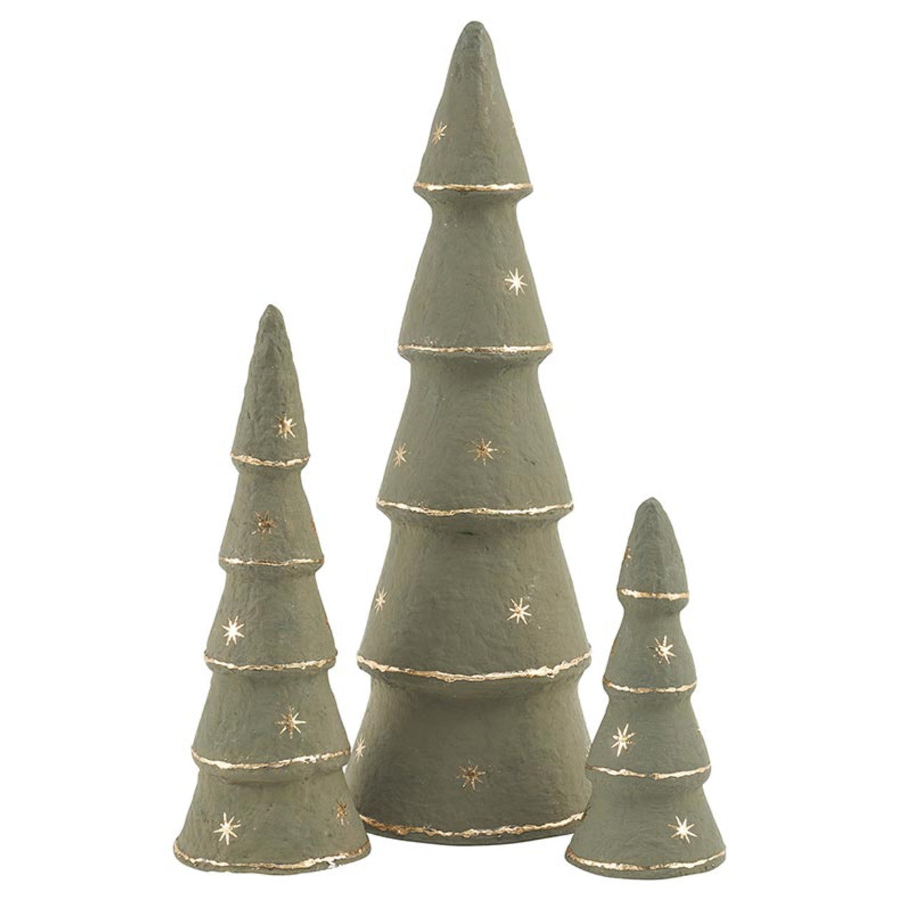Green Paper Mache Tree Set