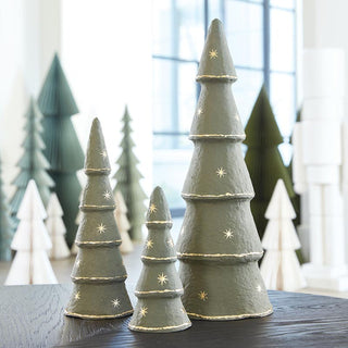Green Paper Mache Tree Set