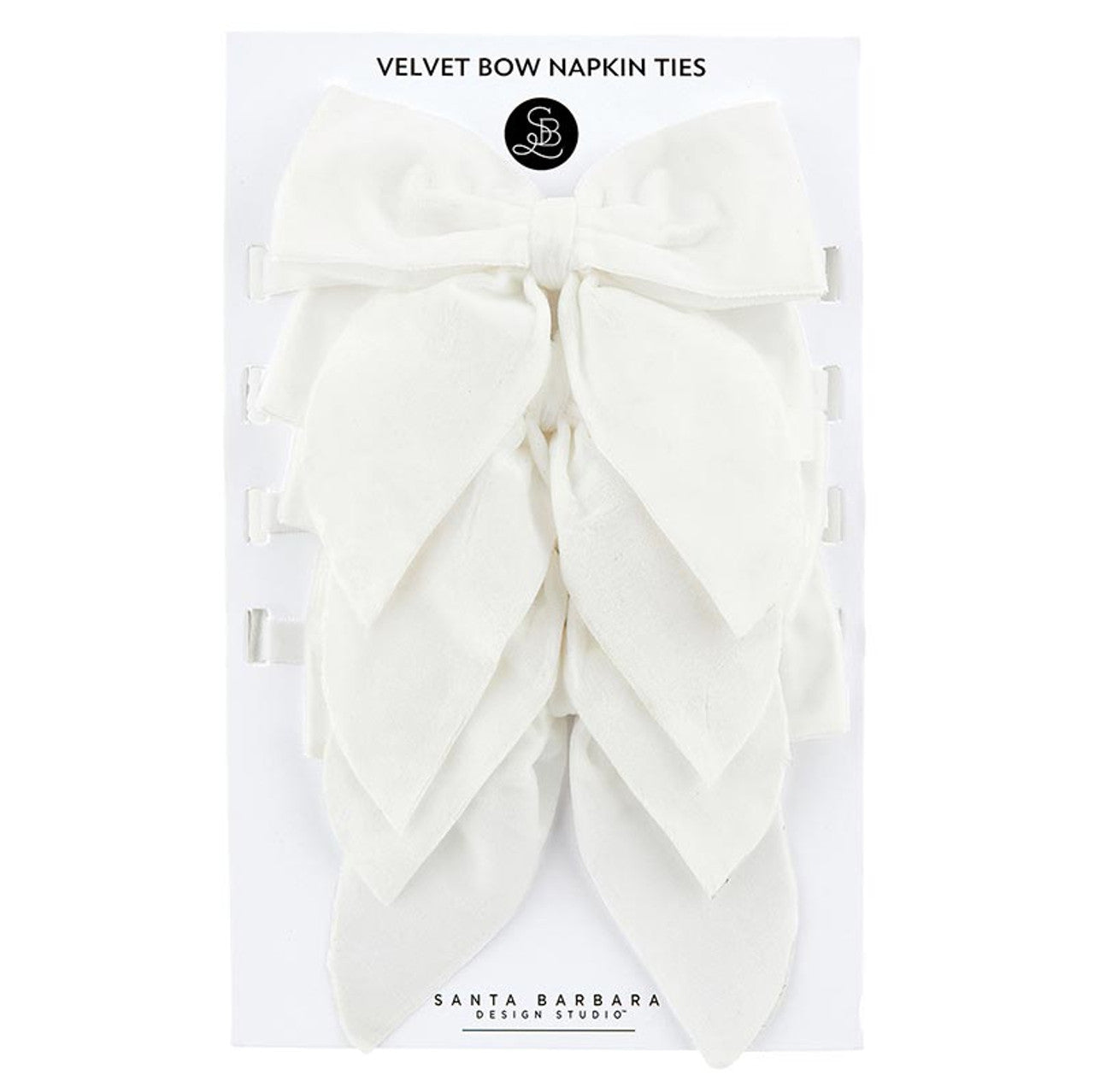 Velvet Bow Napkin Ties Set - White