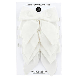 Velvet Bow Napkin Ties Set - White