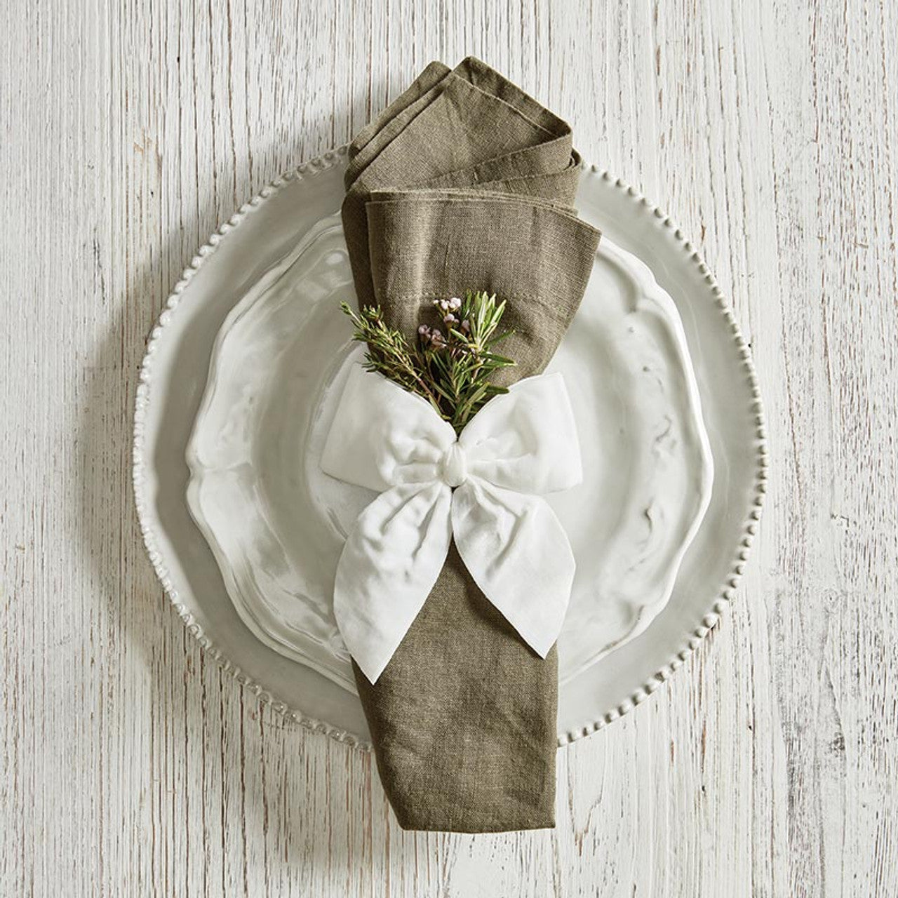 Velvet Bow Napkin Ties Set - White